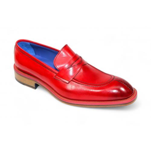 Emilio Franco "Mirko" Red Genuine Italian Calf Leather Loafers.